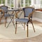 Flash Furniture Bordeaux French Bistro Stacking Chair w/Arms, Navy and White PE Rattan and Bamboo Print Alum Frame SDA-ADS642142-NVYWH-NAT-GG - alternate 1